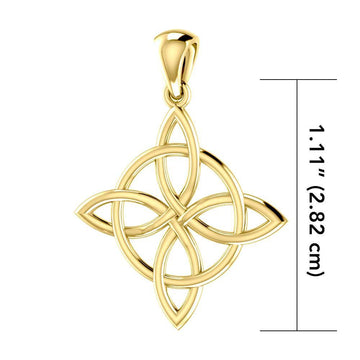 Embrace the Power of Unity: Celtic Quaternary Knot Solid Gold Pendant - GTP554 | Celebrate the Interconnectedness of Life - Jewelry